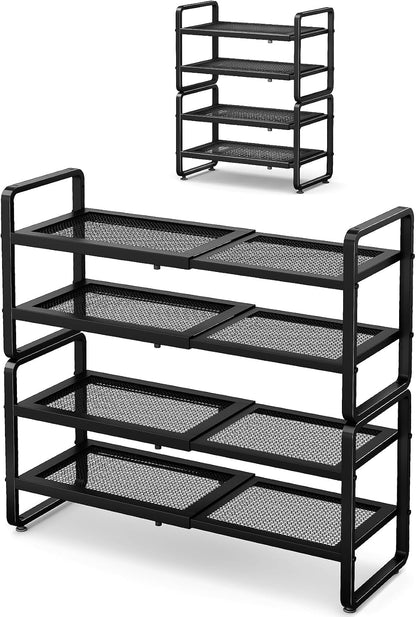 Zapatero de metal expandible para armario, entrada y garaje, 4 nive...