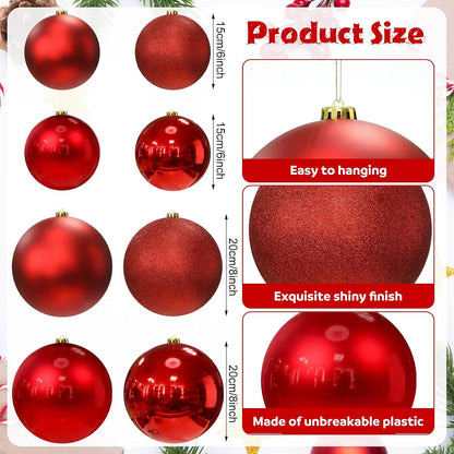 Silipull - Paquete de 8 bolas de adornos de Navidad grandes de 8 pu...
