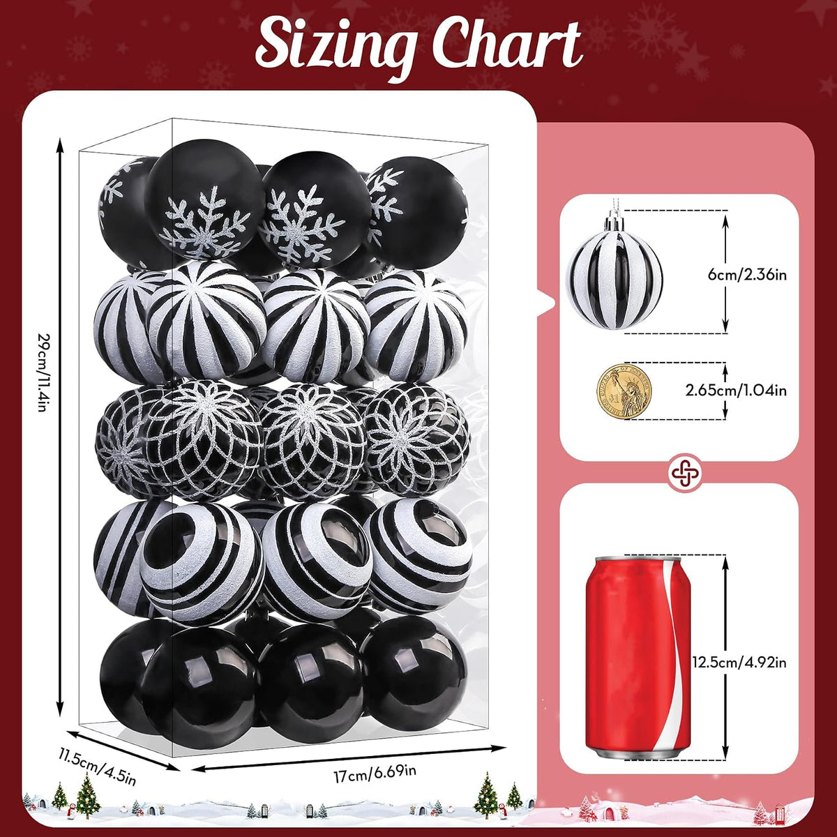 SHareconn 30 bolas de árbol de Navidad de 2.36 pulgadas, adornos en...