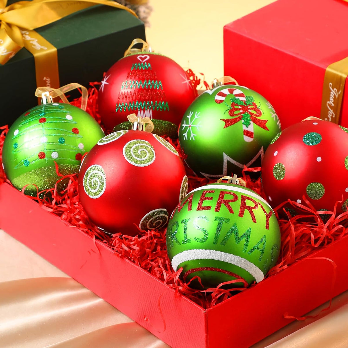 Lanpn 6 adornos grandes de Navidad para exteriores de 4 pulgadas, d...