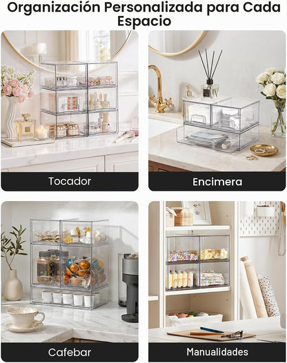 Vtopmart Juego de 9 cajones de almacenamiento apilables transparent...