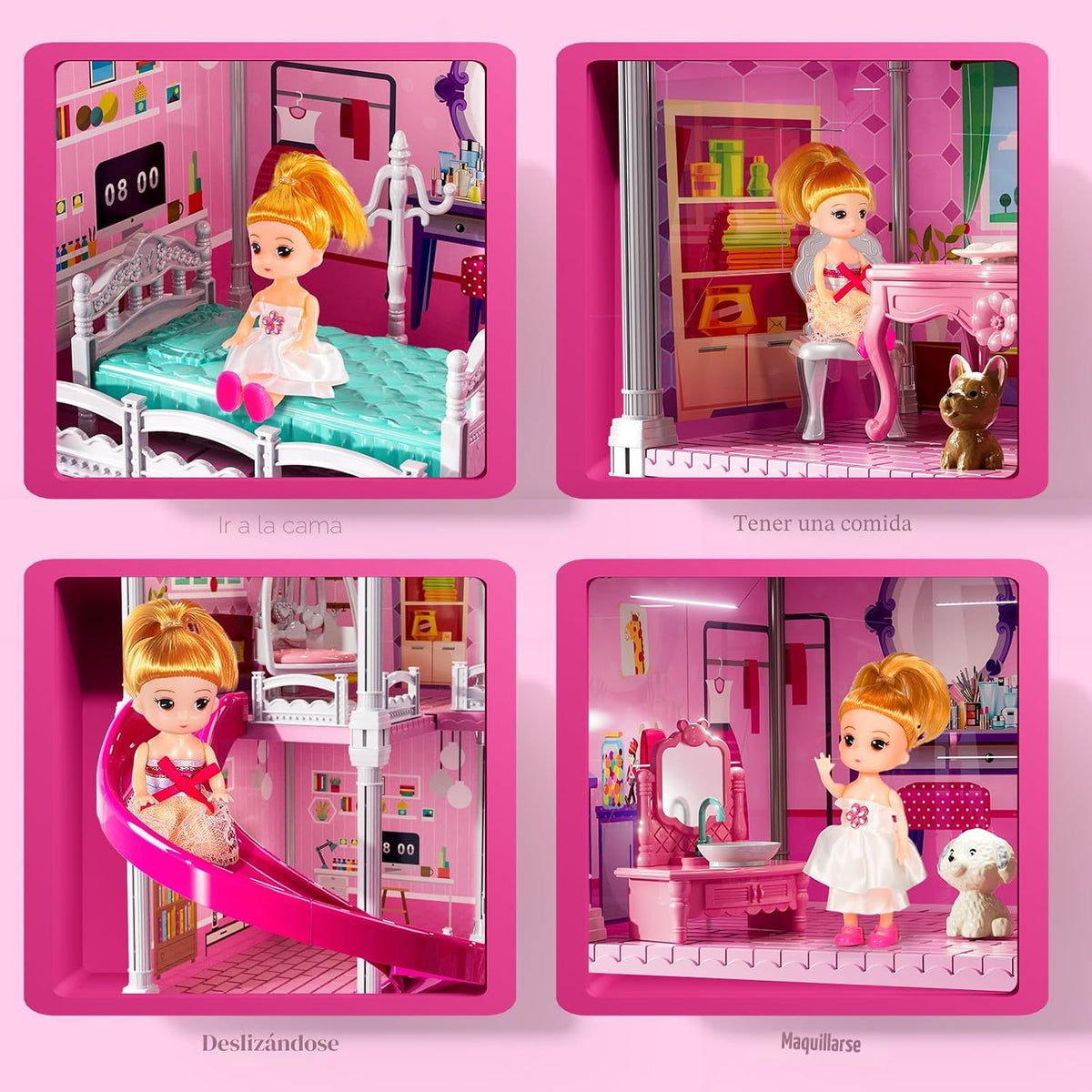 JUKUDAHU Juego de villa para niñas de 3 a 7 años, 4 plantas, 11 hab...