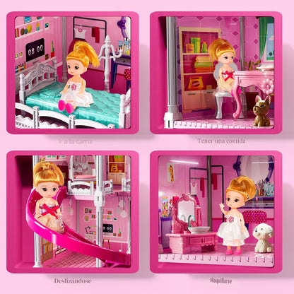 JUKUDAHU Juego de villa para niñas de 3 a 7 años, 4 plantas, 11 hab...