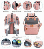 KABAQOO Mochila para pañales con estación de cambio desmontable, bo...