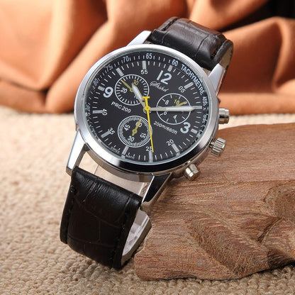 yunanwa Paquete de 6 relojes de cuarzo de cuero para hombre, Ginebr...