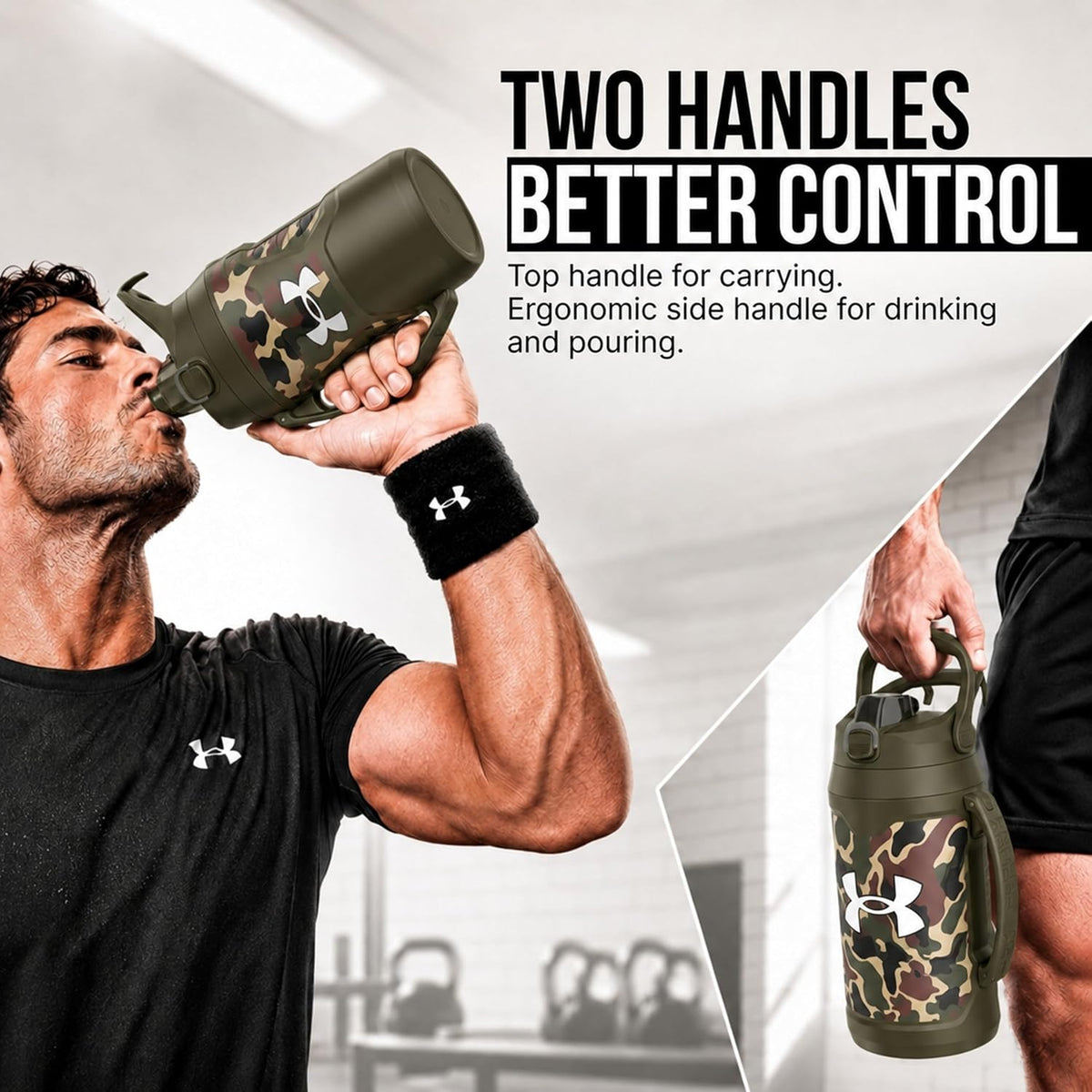 Under Armour Botella de agua aislada con asa y gancho para cerca, j...
