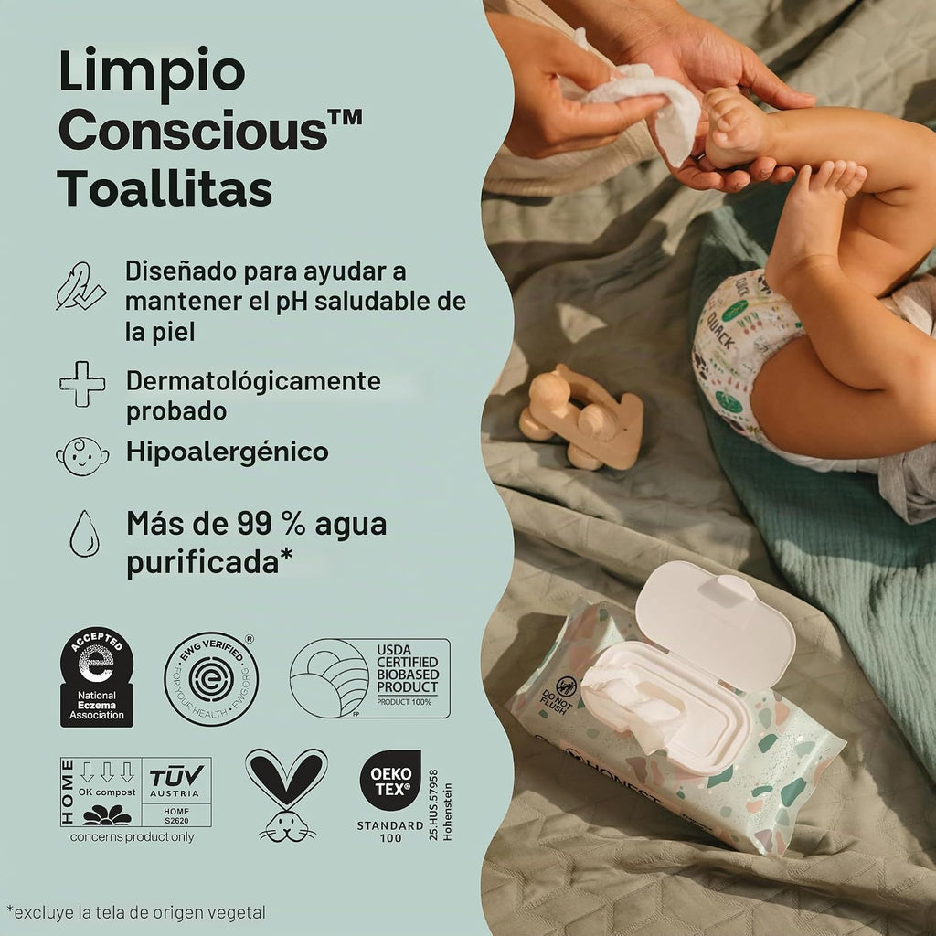 The Honest Company Toallitas multiusos para bebé, terrazo, 36 unida...