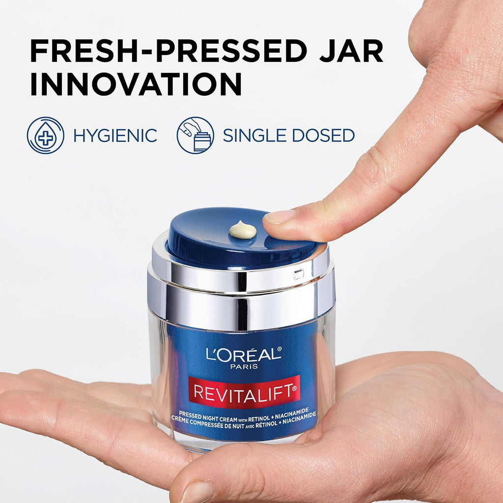 L'Oreal Paris Revitalift Crema de noche prensada, retinol + nia...