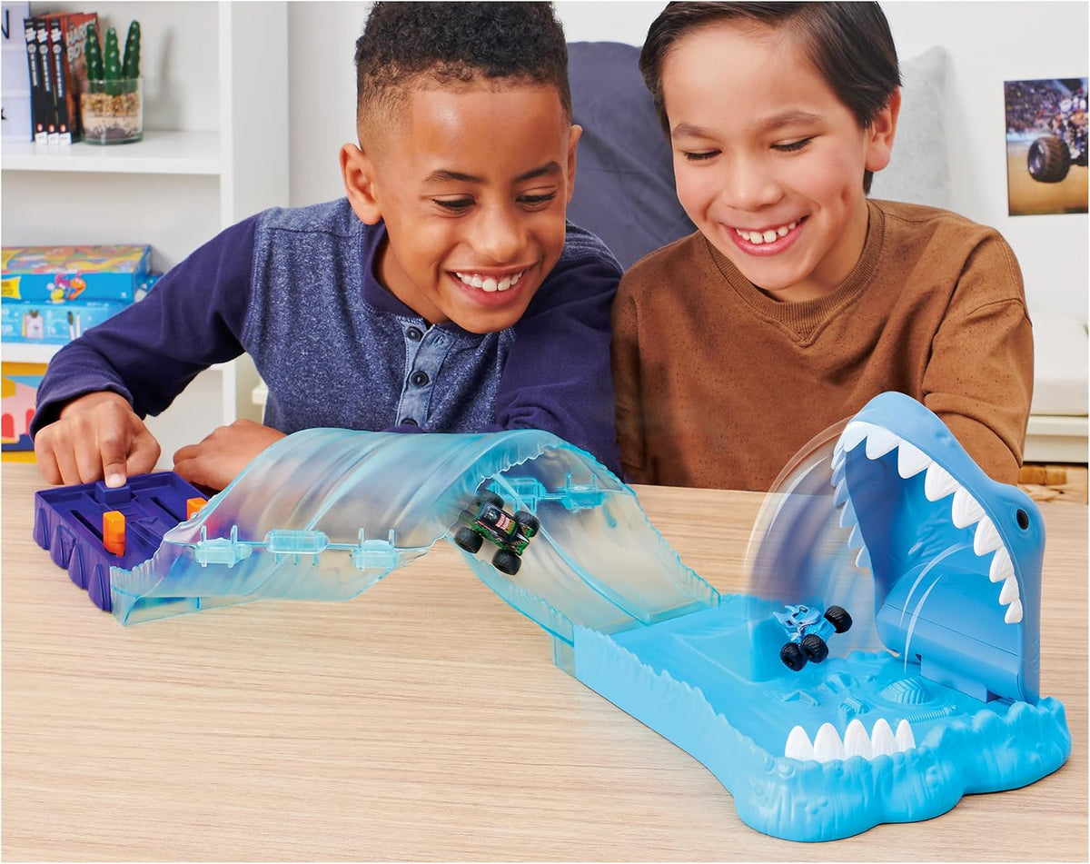 Monster Jam, Mini Megalodon Race and Chomp - Juego con 2 mini camio...