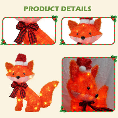 Dazzle Bright Zorro de Navidad iluminado 3D de 20 pulgadas, decorac...