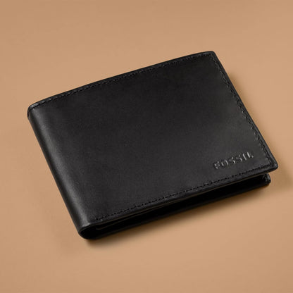 Fossil Derrick - Cartera de piel con bloqueo RFID, plegable con ide...