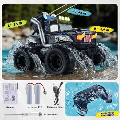 Calefwe - Coche de control remoto anfibio 3 en 1, barco a control r...