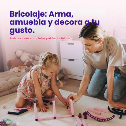 Casa de muñecas con 4 princesas, 4 unicornios, perro, muebles y acc...
