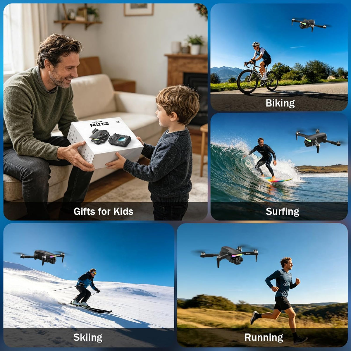 F417PRO Drone con cámara 1080P para adultos y niños, mini dron con...