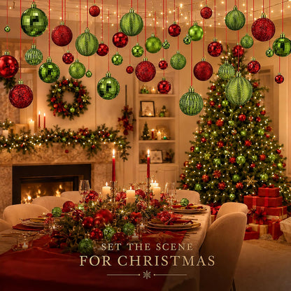 Relaxgiant - 36 bolas de Navidad para techo, rojo, verde lima | Tam...