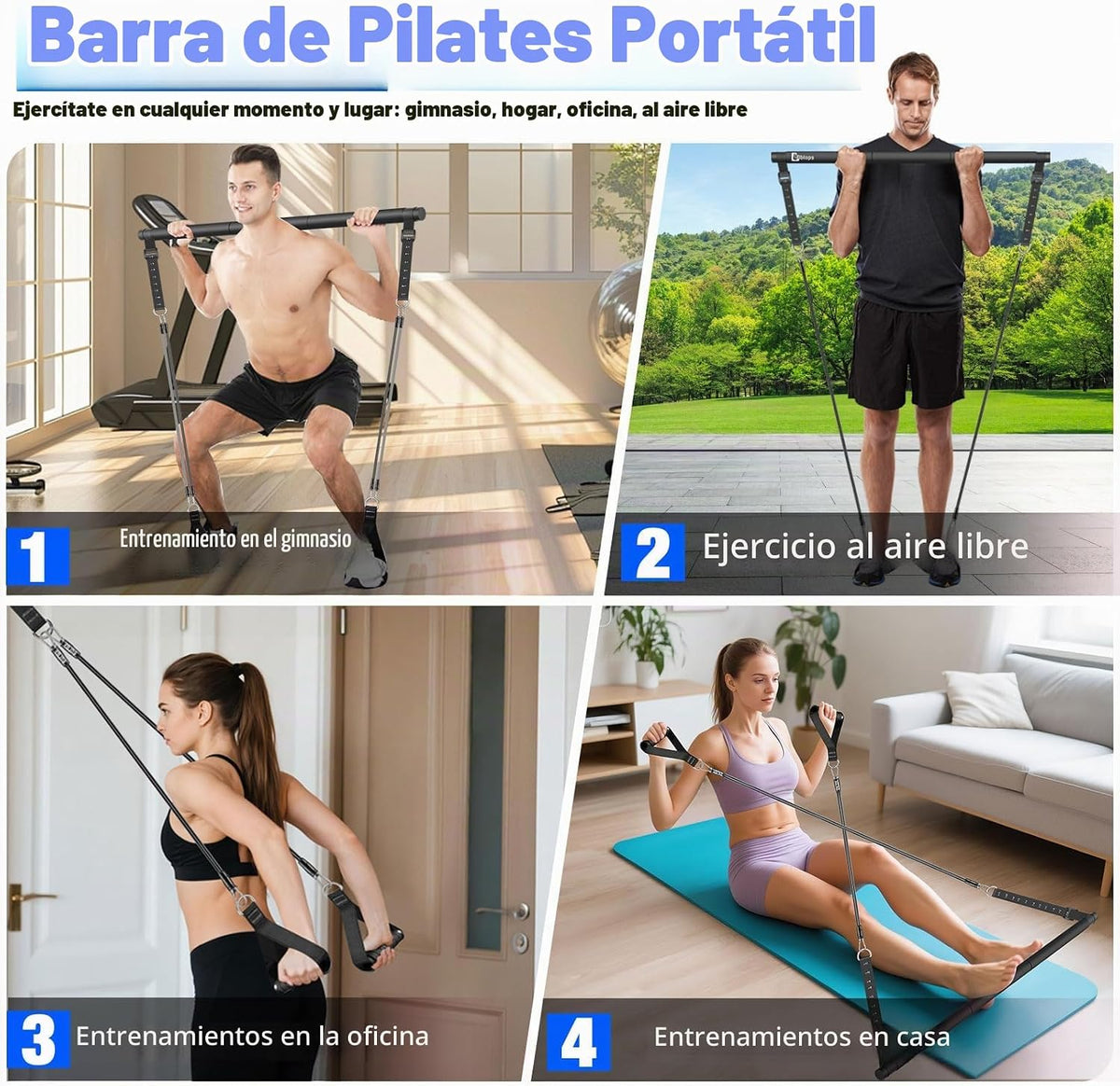 Kit de barra de pilates Bbtops con bandas de resistencia, barra de...
