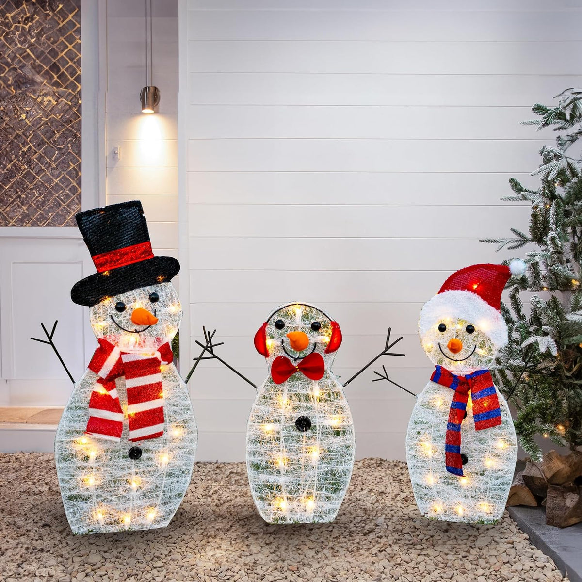 Decoración de muñeco de nieve iluminado brillante para exteriores |...