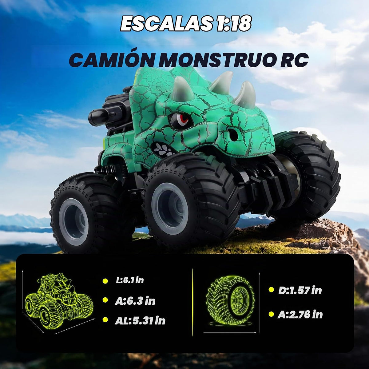 BEZGAR Monster Truck Toys, coches RC con spray de niebla y luz, dos...