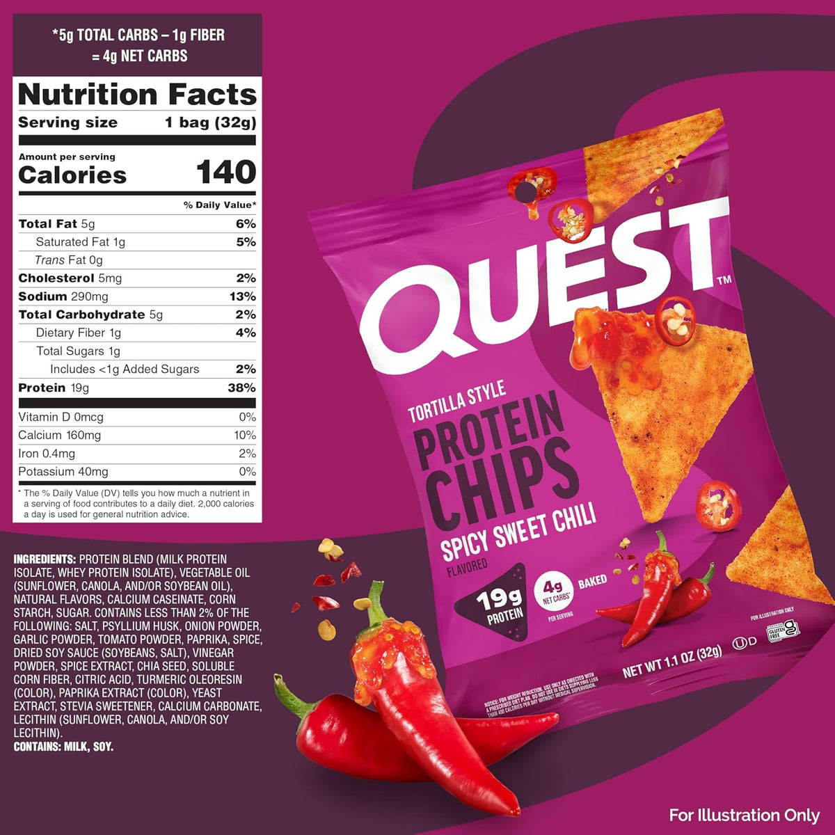 Quest Nutrition Chili Lime Tortilla Style Chips de proteína, 1.1 on...
