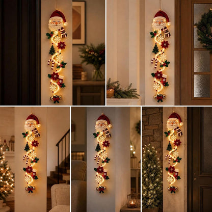 2 colgadores de puerta de Navidad iluminados con muñeco de nieve, l...