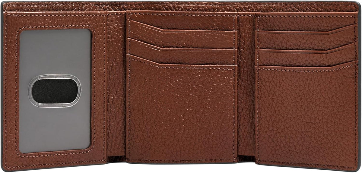 Fossil Huntington - Cartera de cuero triple para hombre, color marr...