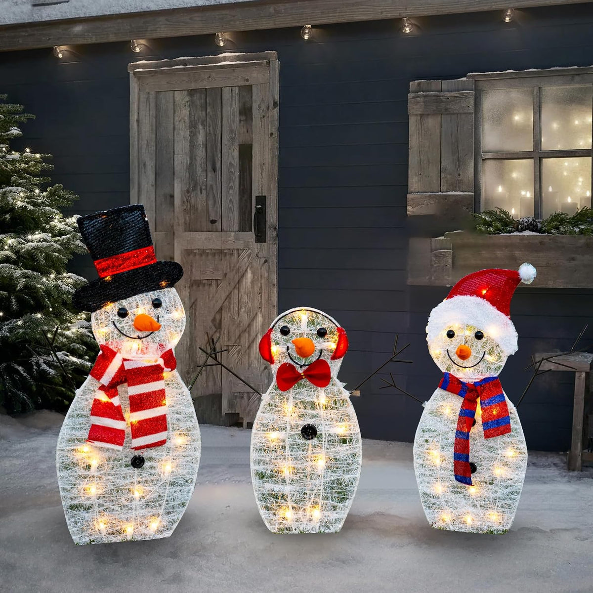 Decoración de muñeco de nieve iluminado brillante para exteriores |...