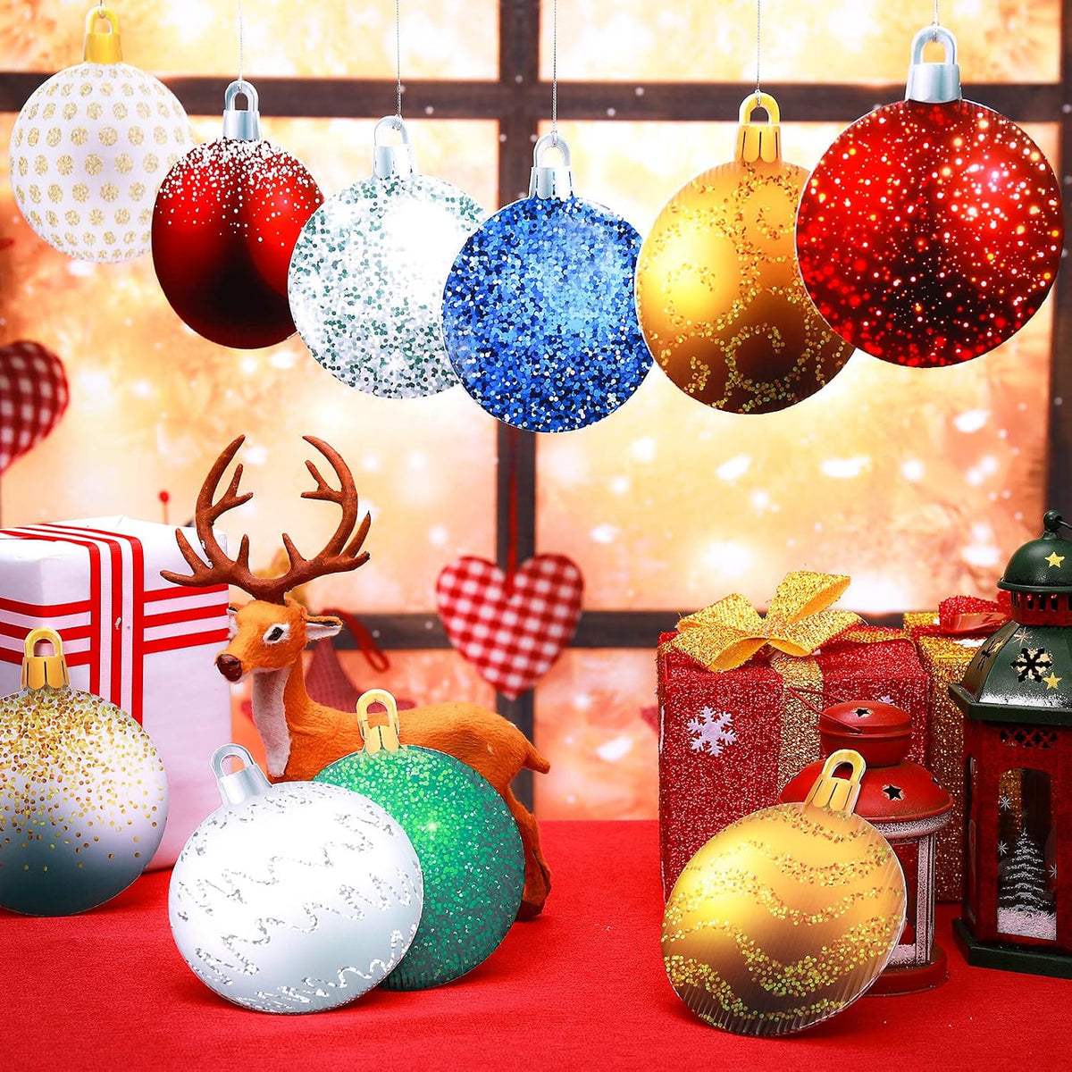 Sumind - 10 adornos colgantes de Navidad para exteriores, purpurina