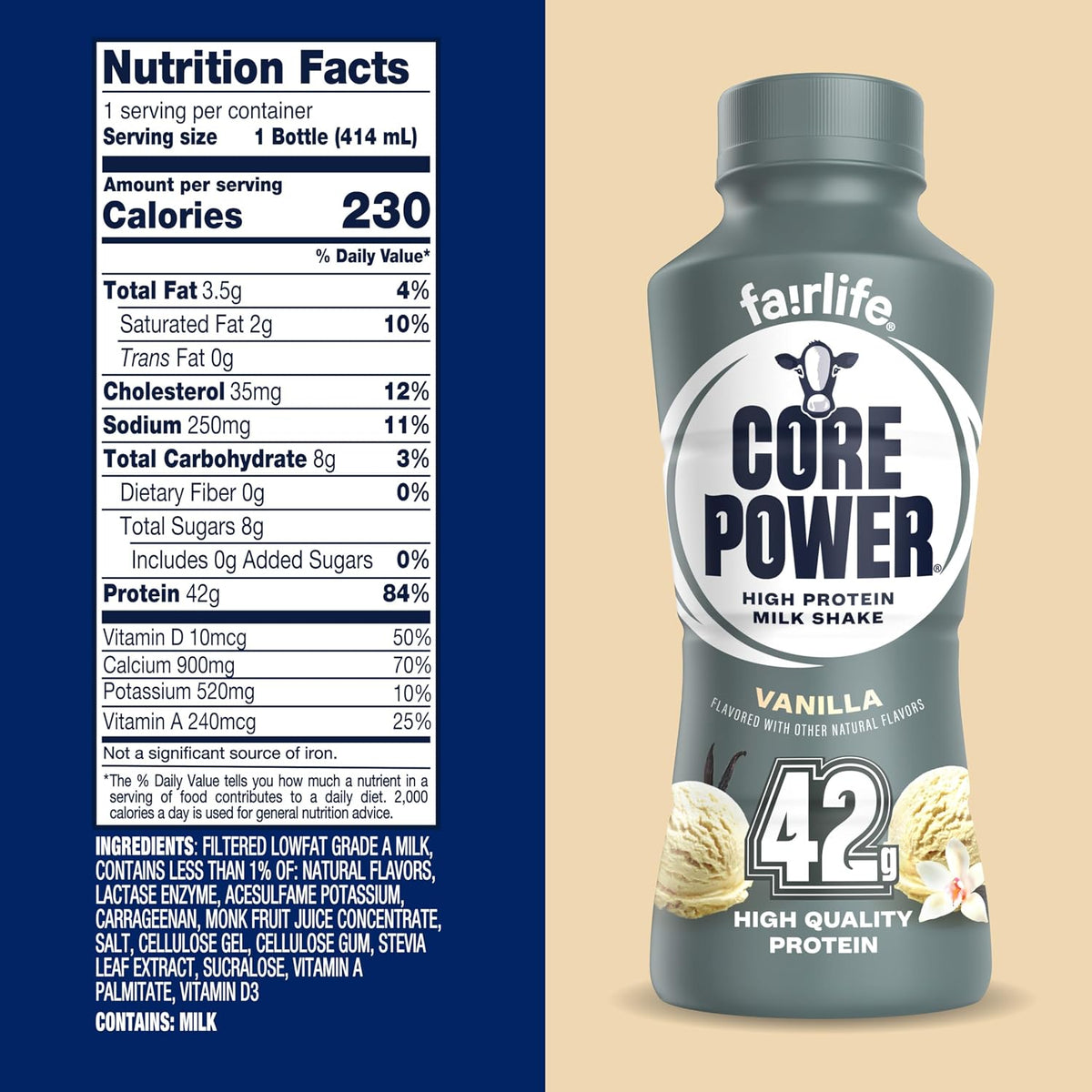 Core Power Fairlife Elite - Botella de batido de leche con alto con...