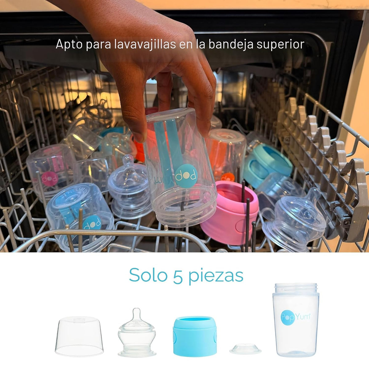 PopYum biberones azules anticólicos de 9 oz para hacer fórmula, paq...