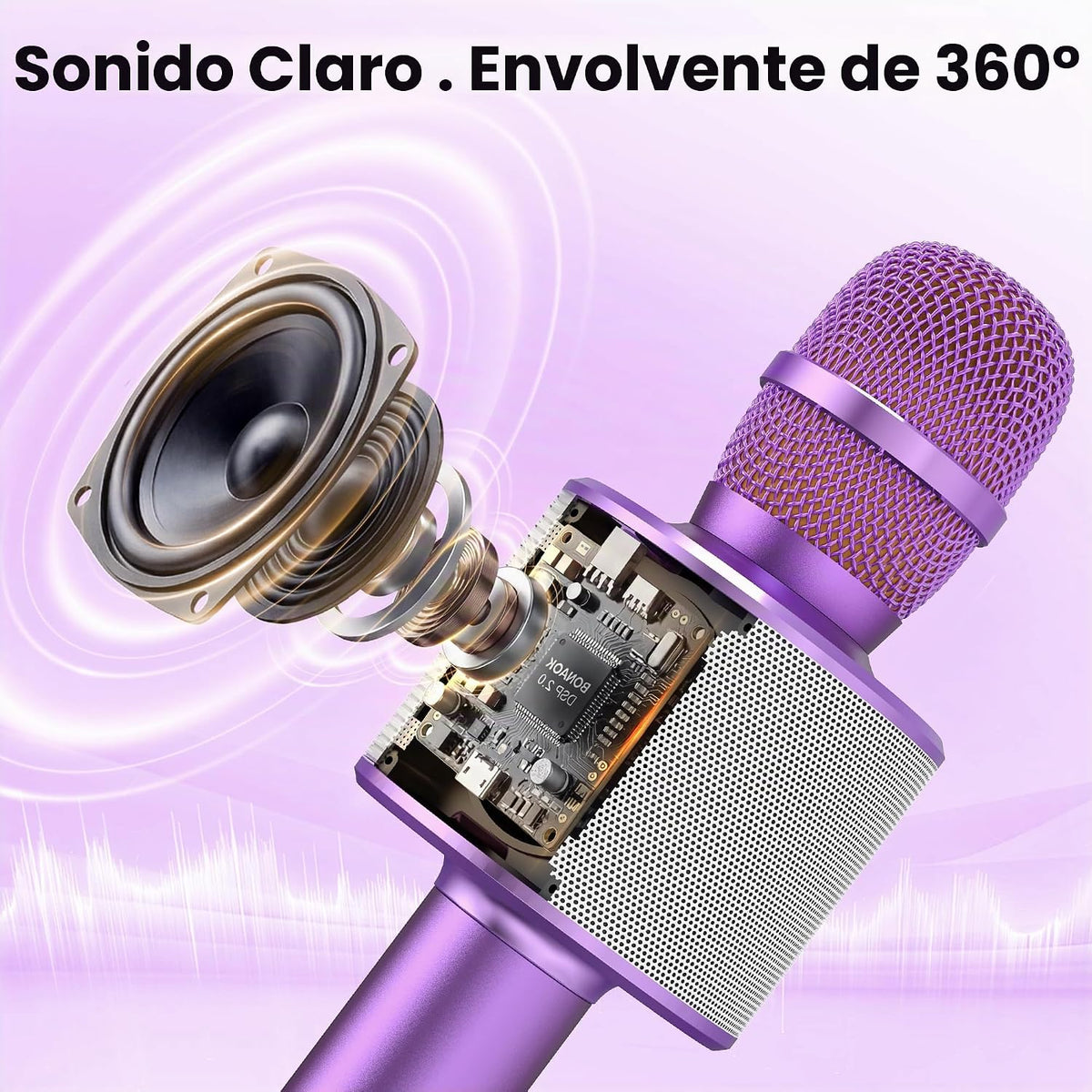BONAOK - Micrófono inalámbrico Bluetooth de karaoke, 3 en 1; máquin...