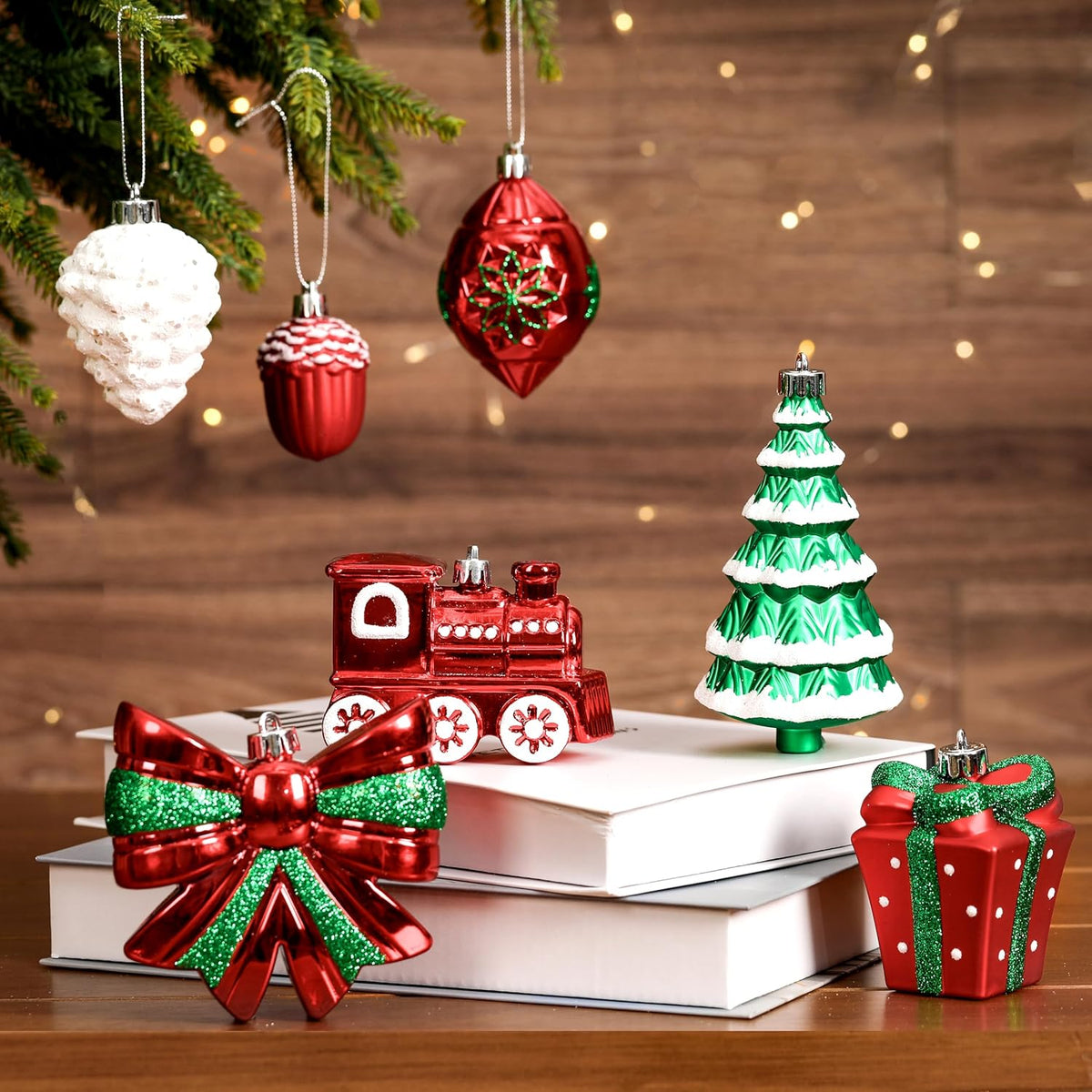 Alupssuc - Juego de 82 bolas de Navidad clásicas, color rojo | Jueg...
