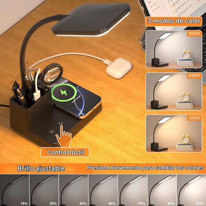 Sailstar - Lámpara de escritorio de carga inalámbrica con carga USB...