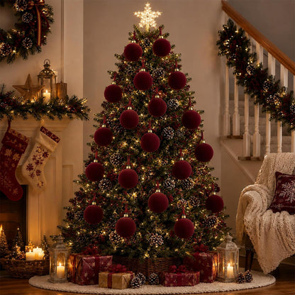 12 adornos grandes de bola de terciopelo de Navidad de 4 pulgadas |...
