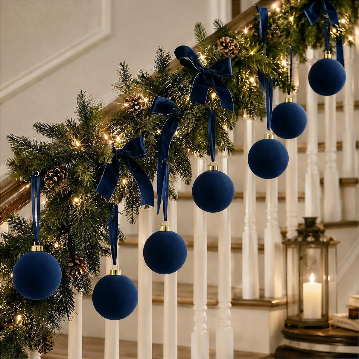6 adornos grandes de terciopelo de Navidad de 4 pulgadas | Esferas...