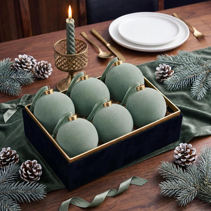 6 adornos grandes de terciopelo de Navidad de 4 pulgadas | Esferas...