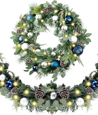 WANNA-CUL Guirnalda de Navidad preiluminada de 9 pies con luces | G...