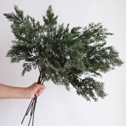 Wavwavw 6 tallos de pino de cedro artificial de invierno de 25.5 pu...