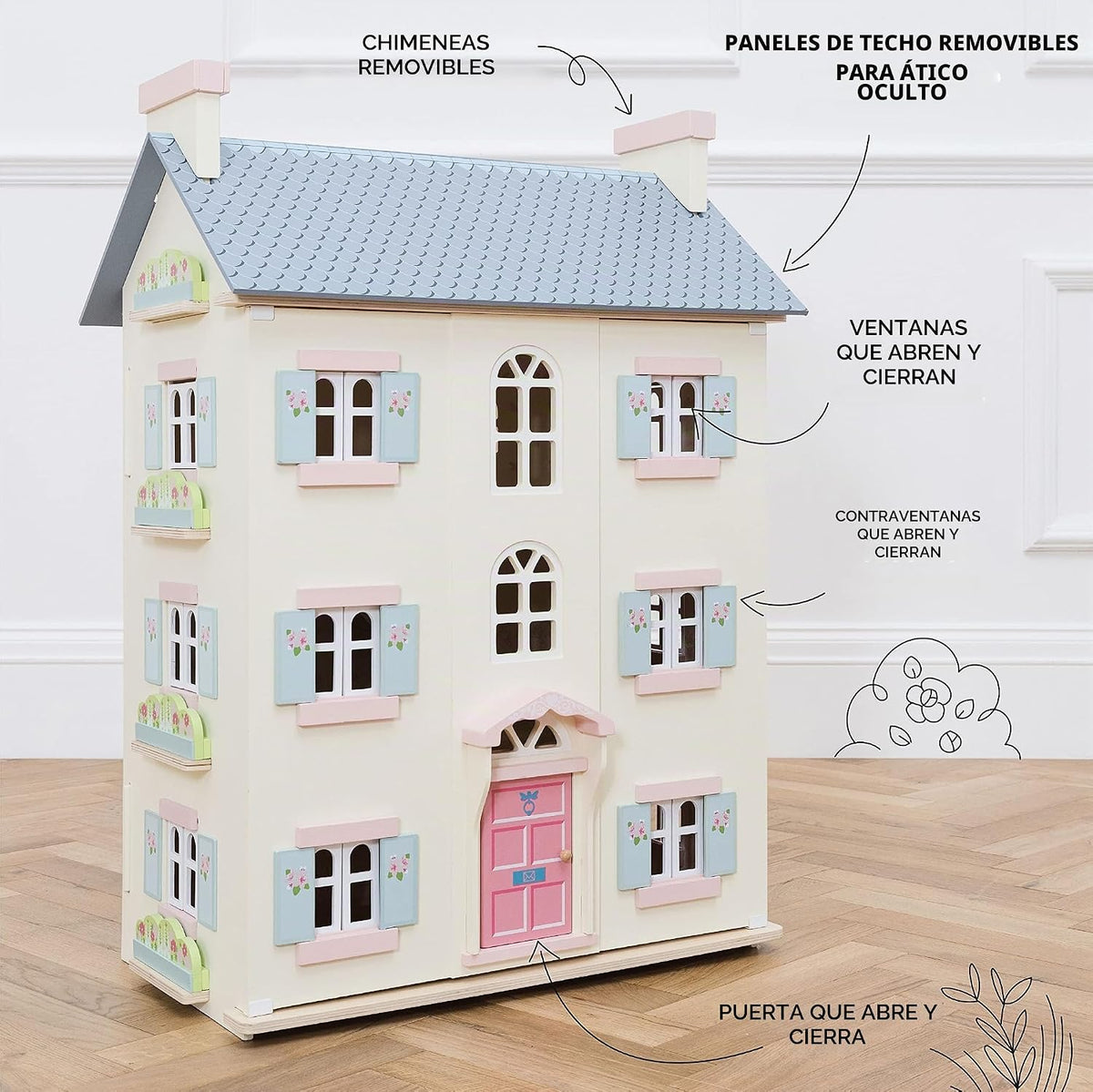 Le Toy Van - Hermosa Casa de Muñecas de Madera Grande Cherry Tree H...