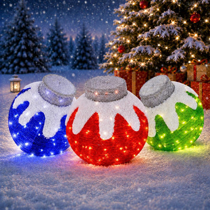 3 adornos de Navidad para exteriores, decoración de bolas navideñas...