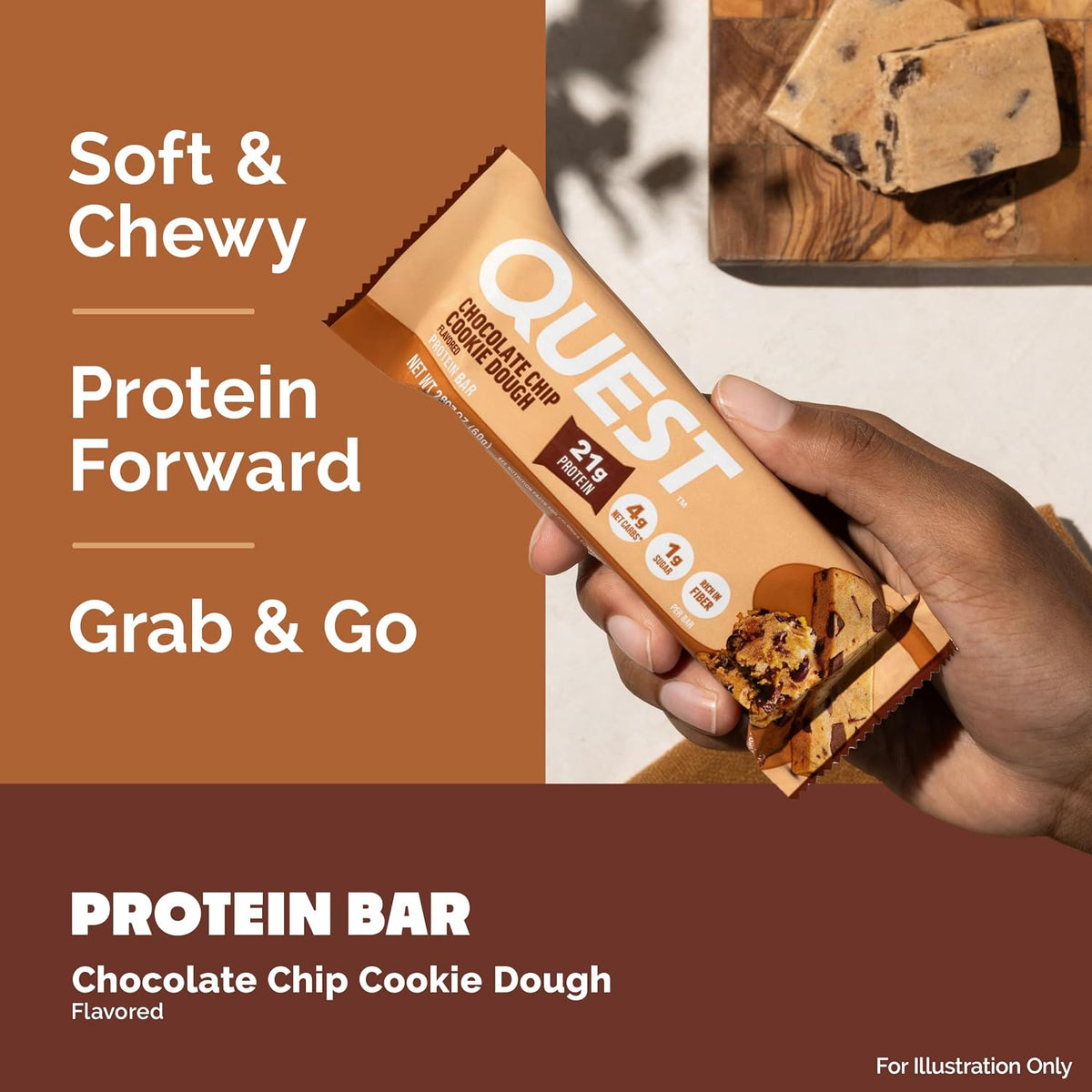 Quest Nutrition Barras de proteína de masa de galletas con chispas...