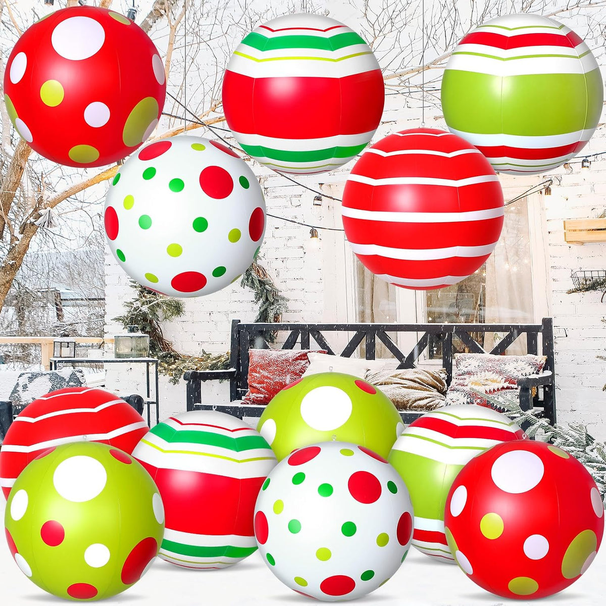 Jetec - 12 bolas inflables gigantes de Navidad de 24 pulgadas para...
