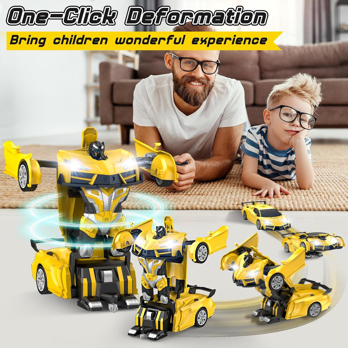 Qumcou Coche de Control Remoto Transformable 1:16, Juguetes para ni...