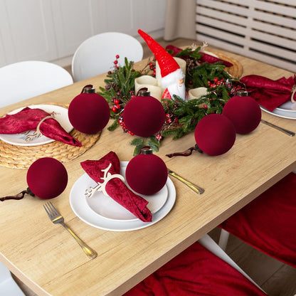 6 adornos grandes de terciopelo de Navidad de 4 pulgadas | Bolas co...