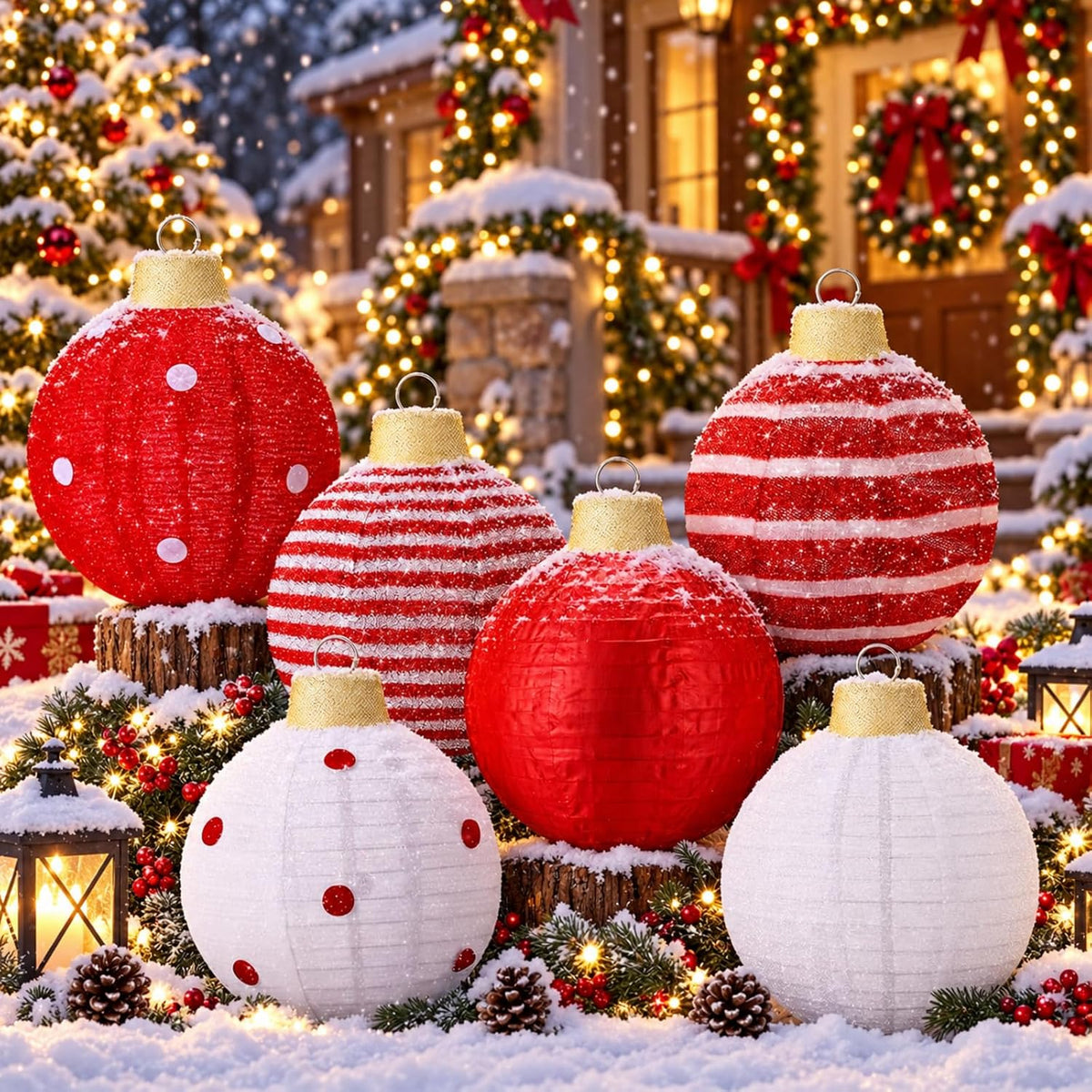 6 bolas de Navidad grandes de 12 pulgadas, adorno emergente, mezcla...