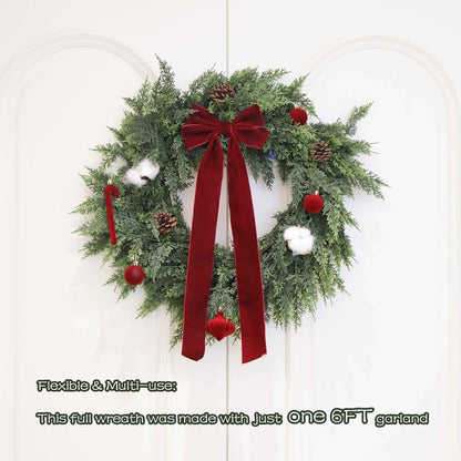 Guirnalda de cedro de Navidad de 6 pies con toque real para decorac...