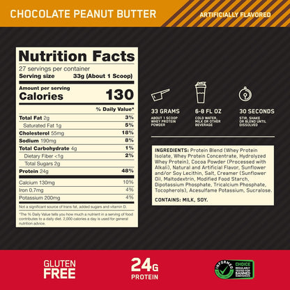 Optimum Nutrition Gold Standard 100% proteína de suero en polvo, ma...
