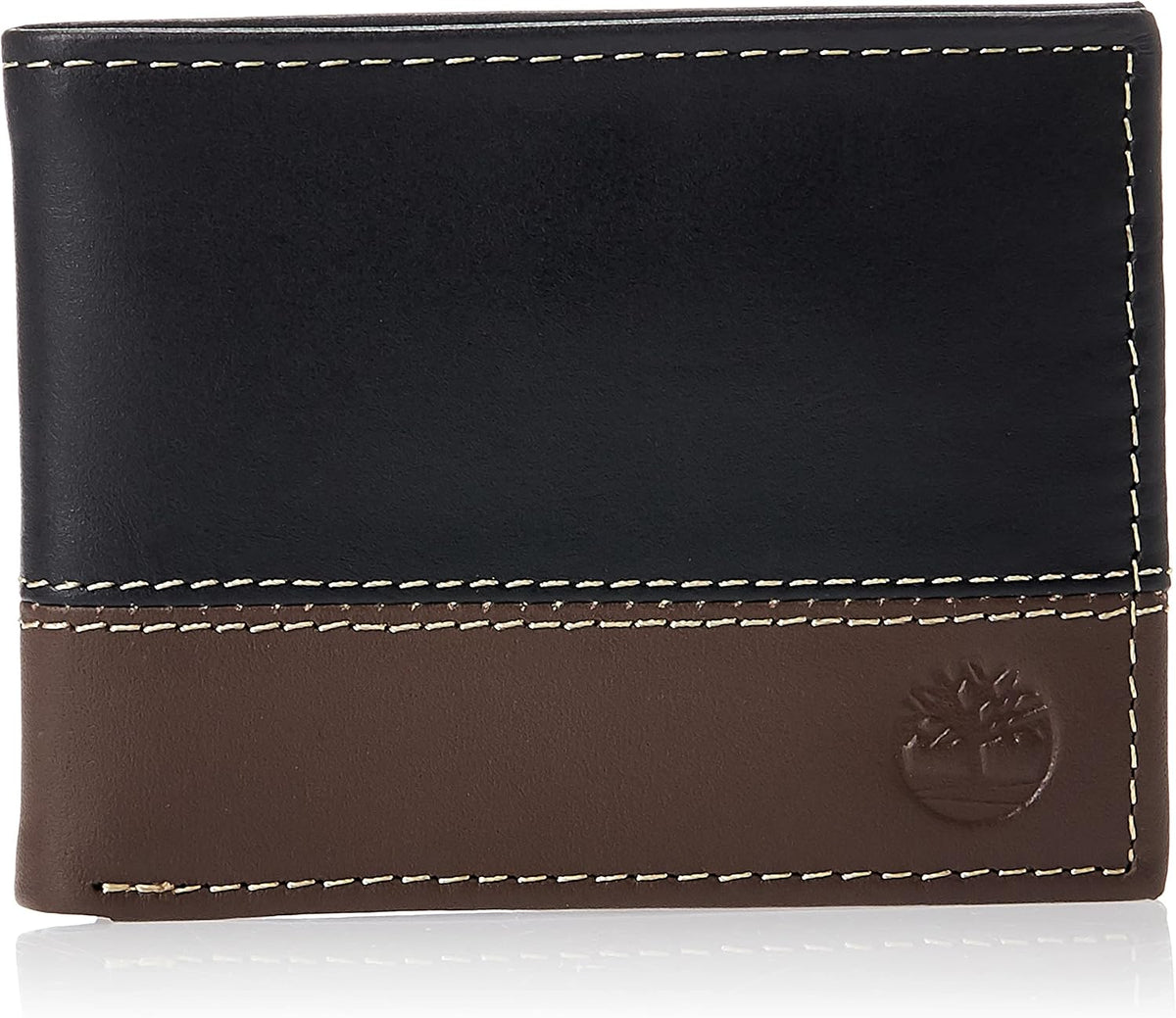 Timberland Billetera plegable de cuero para hombre, color negro\/co...