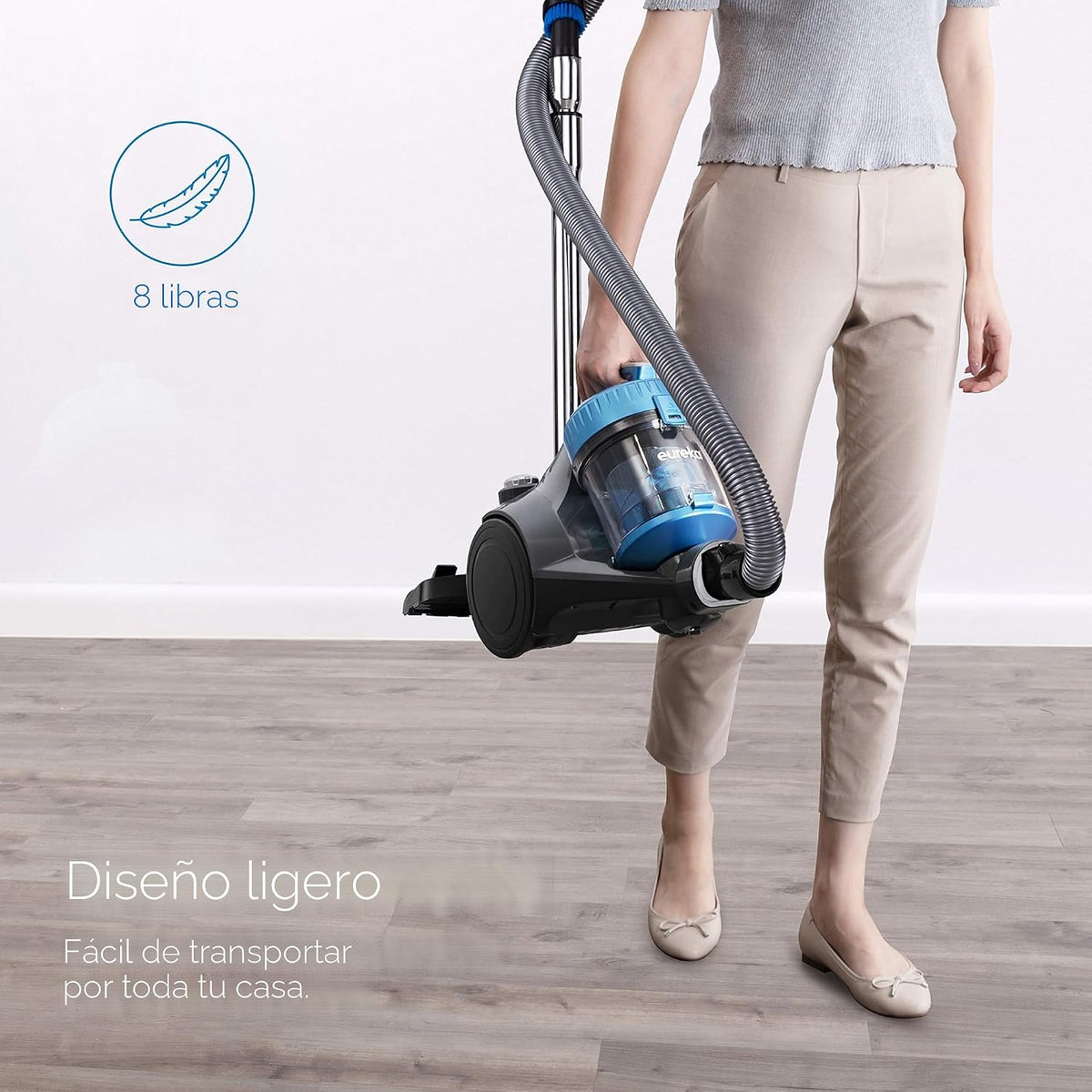 Eureka Aspiradora sin bolsa de cilindro, aspiradora ligera para alf...