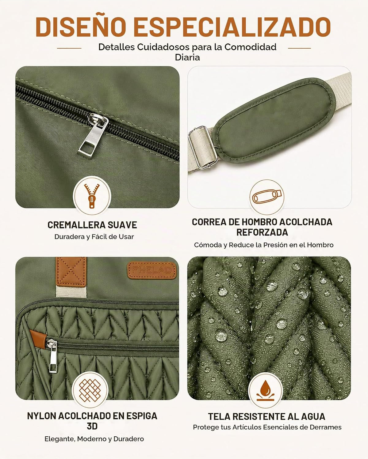 FHELAD Bolsa de pañales para mujer, juego de bolsa de pañales para...