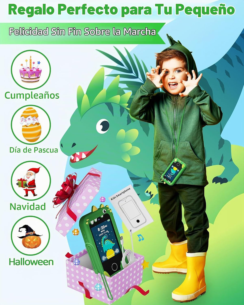 KOKODI Juguetes inteligentes para niños, pantalla táctil, doble cám...